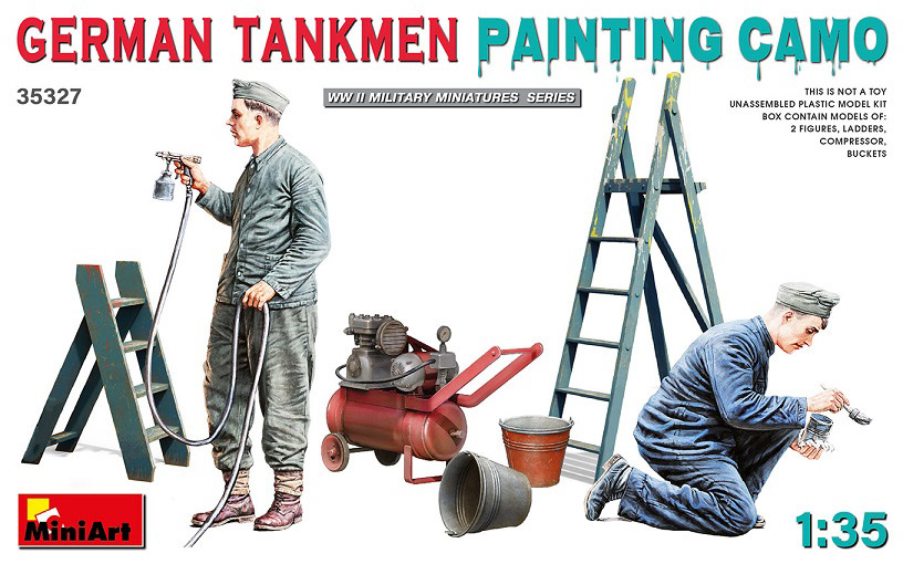 1/35 迷彩塗装中のドイツ戦車兵２体＋塗装道具