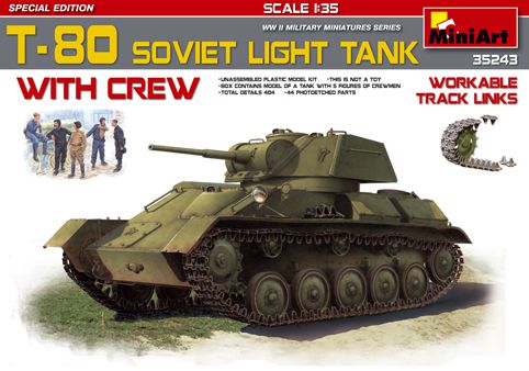 1/35 T-80ソビエト軽戦車＆乗組員5体＋履帯連結可動式 特別版