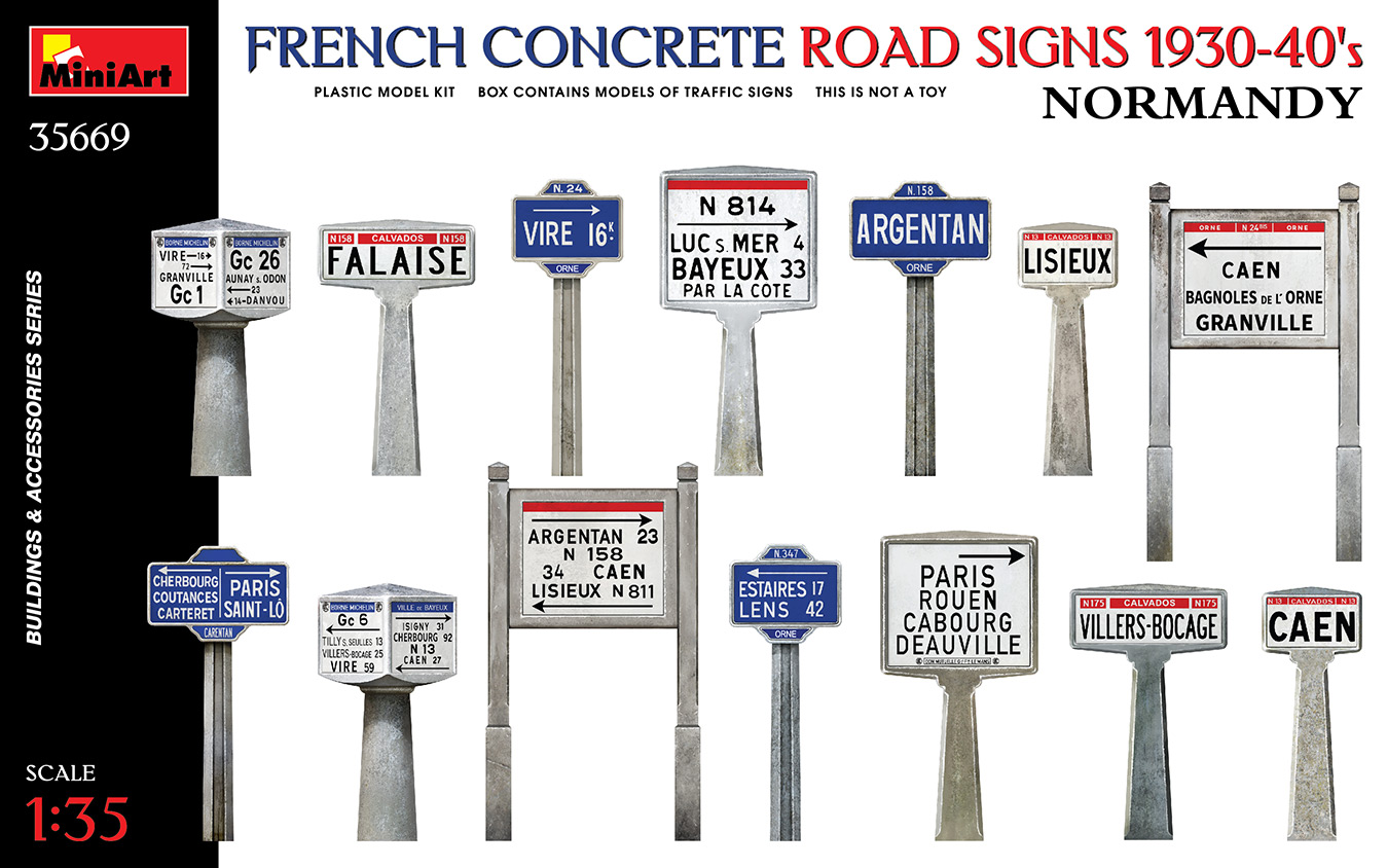 1/35 フランスのコンクリート道路標識 1930～40年代 ノルマンディー